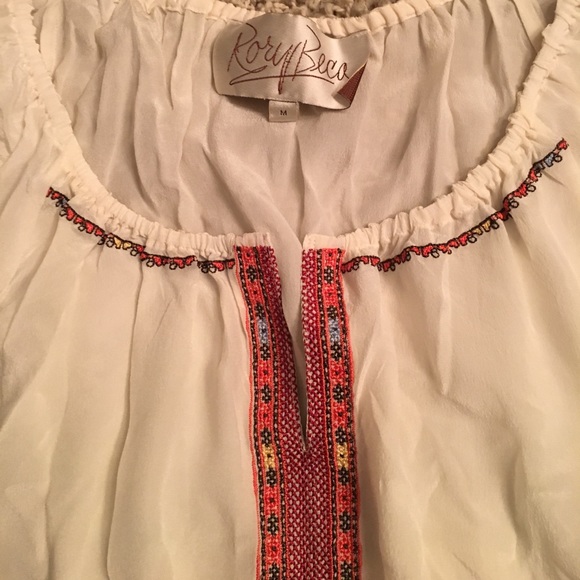 Rory Beca 100% SILK embroidered peasant top! - Picture 2 of 3